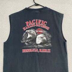 Harley Davidson Tank Mens Large USA Made Y2K Eagles Pacific Patriotic Hawaii
