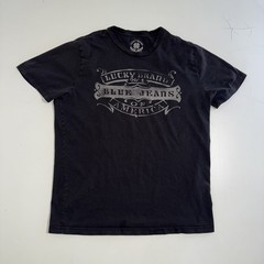 Lucky Brand T-Shirt Adult XL Charcoal Gray Short Sleeve Graphic Tee Spell Out