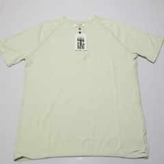 M. Singer NWT Short Sleeve Henley T-Shirt Size Medium in Apple Green 100% Cotton