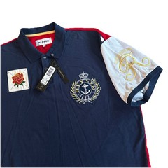 Men’s Reason Brand T-Shirt Polo Size XXL Navy Multi Color Cotton New MSRP:$50/-