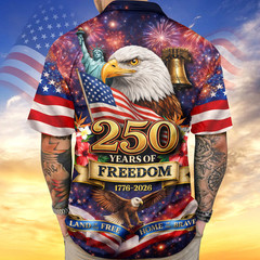 America 250th Anniversary Hawaiian Shirt, 250 Years Of Freedom Button Shirt