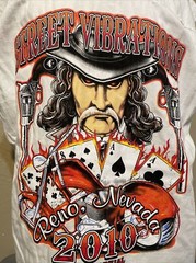 2010 Street Vibrations Reno Nevada Bikers Club Vest Size Large Cards & Flames