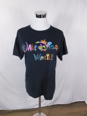 Walt Disney World Multicolor Logo Graphic T-Shirt S Black Cotton Unisex