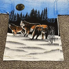 Vintage Wolf T shirt Size M 90s All Over Print Nature – Pre-owned