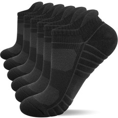 Running Cushioned Socks Black Ankle Socks for Men Women Breathable 6Pairs Bla…