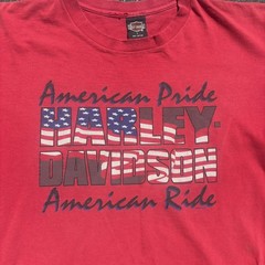 Vtg 90s Harley Davidson American Pride Size L Single Stitch Tee Rhode Island