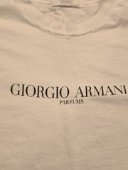 Vintage Giorgio Armani Parfums Mens Single Stitch Spell Out Cologne T Shirt XL