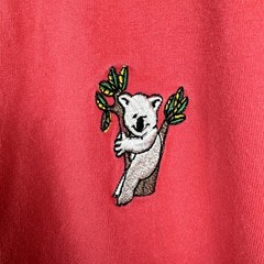 Vintage Pluma Shirt Size XL Pink Short Sleeve Koala Embroidered Animal Cute USA