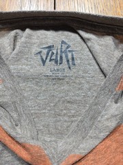 Mens Vurt V Neck T Shirt Large Y2K Grunge Skate Stripped Brown Orange