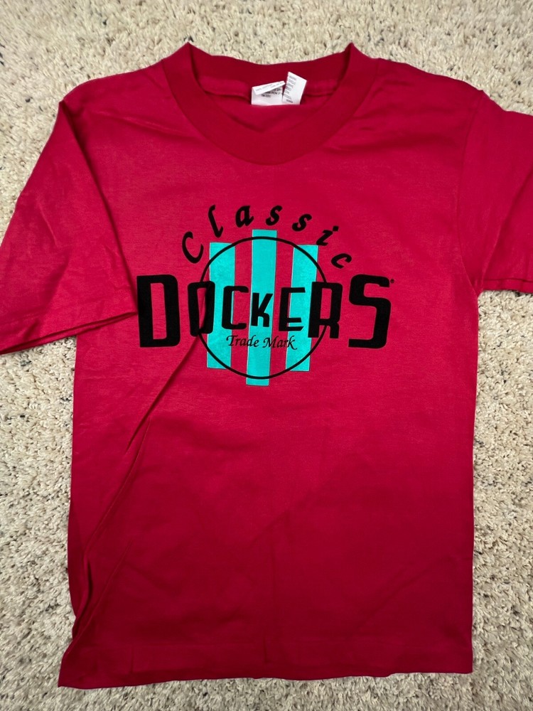 VTG Dockers T Shirt USA Cotton Red “Classic Dockers Trademark” Medium