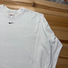 Vintage 90s Nike Embroidered Mini Center Swoosh Blank Long Sleeve Shirt – Large
