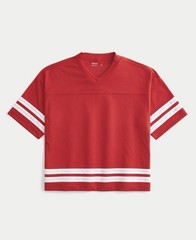 Hollister Men’s L red Breathable Mesh V-Neck Short Sleeve Striped T-Shirt