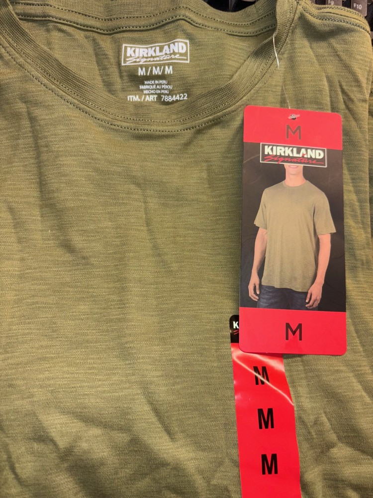 Kirkland Signature Men’s Classic Cotton Crew Neck T Shirt (Green, MEDIUM) NWOT