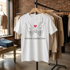Infinite Connection T-Shirt – Minimalist Pinky Swear Hands Design for Couples