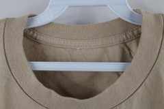 Vintage 90s Streetwear Mens Small Faded Blank Short Sleeve T-Shirt Beige Cotton