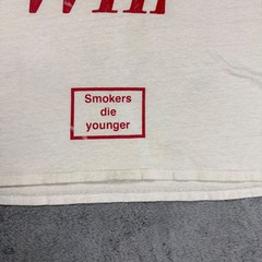 Rhude Win Smokers Die Younger Graphic T-Shirt Mens Small Cream Red Off-White
