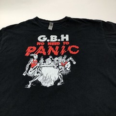 GBH No Need To Panic Album Logo size XL Black T Shirt UK Hardcore Punk Band Tee