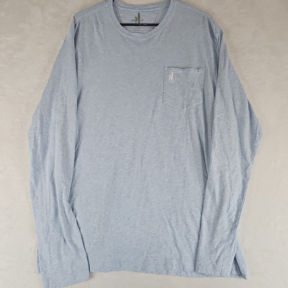 Johnnie-O Long Sleeve T-Shirt Mens XL Heathered Brennan Gulf Blue 100% Cotton