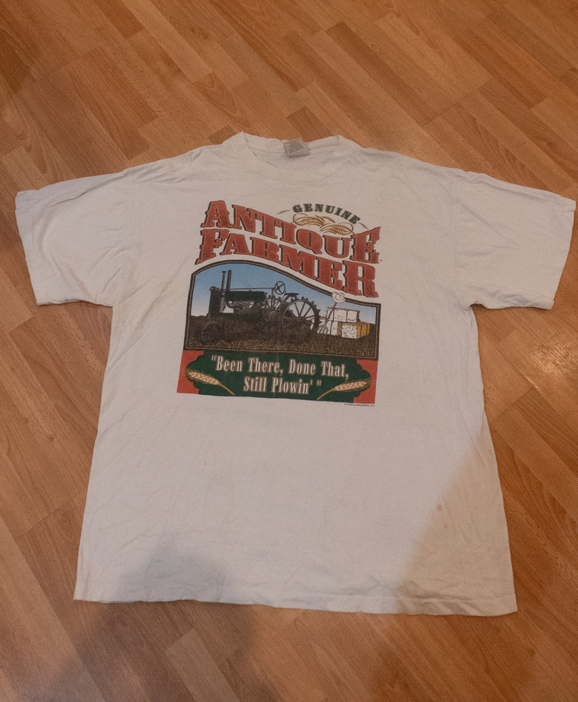Vintage John Deere American Farmer T-Shirt Green Mens XL Tractor Graphic