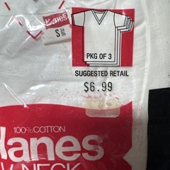 2- NOS 1979 HANES “Deep V” Cotton Men’s V-Neck T-Shirt 3 Pack Size Small S 34/36