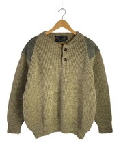 Other Brands Knit Sweater (Thick), Medium, Wool, BEG, Solid Color, Made in Engla