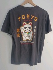 Riot Society Make Your Own Luck Shirt Mens Sz L Black Lucky Cat Skull Tattoo (B9