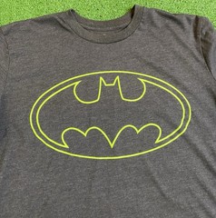 Batman T Shirt Mens Large DC Comics Superhero Raglan LongSleeve Bat Signal Y2K