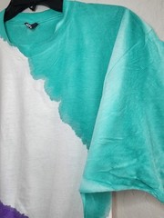 90s Style White Teal Purple T Shirt Tie Dye Single Stitch XL Jazz Like Print