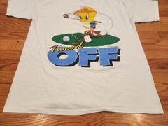 Tweety Bird Looney Tunes Shirt Tweed Off Golf XL 1993 Used White Velva Sheen WB