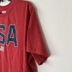 USA Letter Print with Flag Men’s 2XL Red State of Mine T- Shirt