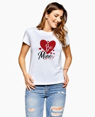 Be Mine Love Heart Casual Tee T Shirt Couples Birthday Anniversary Gift