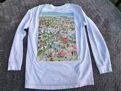 Where’s Waldo? Men’s T-Shirt Size Medium Cartoon Graphic Print Long Sleeve White