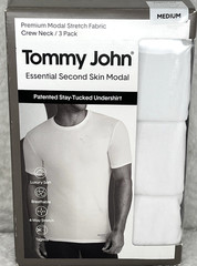 Tommy John Men’s T-Shirt SZ Medium 3-Pk White Essential Second Skin Modal Unde..