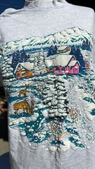 Vintage 90’s Oneita Winter Snow Scene Single Stitch Tee.🔥