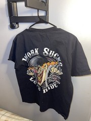 Laconia Motorcycle Week 2014 “Work Sucks Let’s Ride” Blk T-shirt Men’s L Jerzees