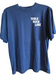 Table Rock Lake Upcycled T-Shirt, Marinas Landmarks Graphics Navy Men’s Large