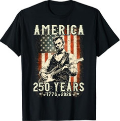 Vintage Abraham Lincoln Abe Lincoln Playing Guitar 250 Years T-Shirt