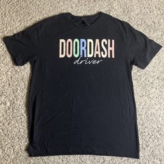 Doordash Driver Shirt Mens Size L Large Black Service Delivery Uniform Novelty