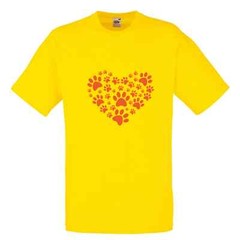 Dog Paw Print Heart Humour Novelty T Shirt Various Colours And Sizes