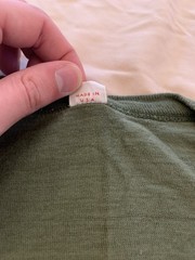 Vintage 60s Army T Shirt XS Olive Drab Skivvy U-Neck Otis USMC Military Vietnam