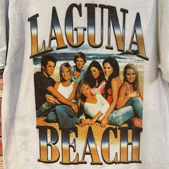 BRISCO BRANDS T-Shirt Men’s XL Light Blue Laguna Beach Graphic Cotton Poly