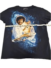 Bob Ross Galaxy Space Graphic T Shirt Size Small Black Painter Artist Nature Tee
