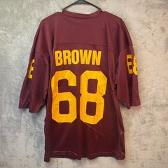 Vintage Maroon Mesh Football Jersey Brown 68 Burgundy Gold Mens Size L USA Made