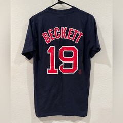 Beckett 19 Red Sox Dark Navy Blue Red Unofficial Baseball T-Shirt Shirt Size M