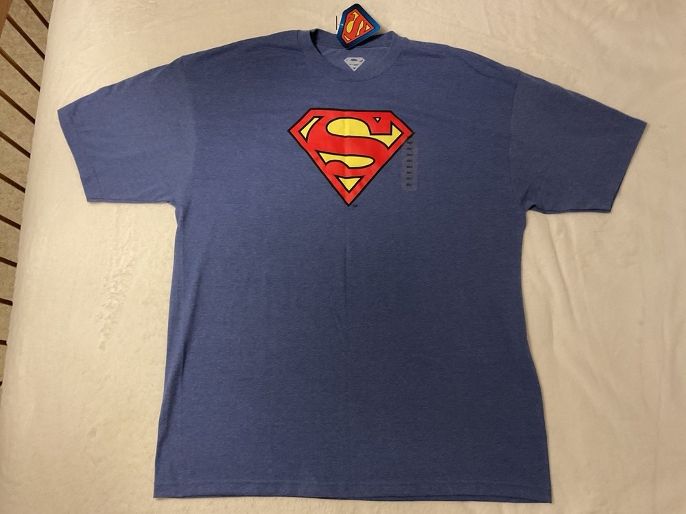 DC Comics Superman Mens 3XL Logo Graphic TShirt Tee Short Sleeve Blue Clark Kent