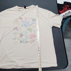Ocean Wildlife Art Tee Shien Beige Size Large Pre Owned A291ed