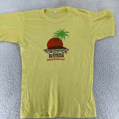Vintage Bermuda Sunset Shirt Mens Medium Island In The Sun Palm Tee Tourist 80s