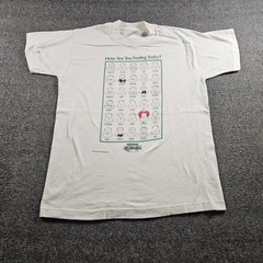 Vintage Fruit Of The Loom Shirt Mens Medium White Feeling Today Cartoon Tee 1989
