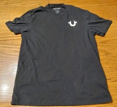 True Religion T Shirt Buddha Back Image Pocket Logo Size Medium Black
