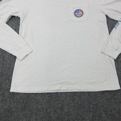 Vineyard Vines Shirt Mens Small White Long Sleeve Flag Graphic Pocket Tee USA